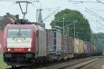 185 590-7 der Crossrail mit einem Gz kurz vor Geilenkirchen nach Aachen West am 06.06.2009 