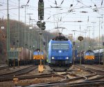 Ein Nachschuss von der 185 535-2 von Crosrail rangiert in Aachen-West am 14.1.2012.