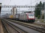 Crossrail - Loks 185 594-9 im Bahnhofsareal von Goldau am 05.04.2014