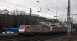 Ein Nachschuss von der 185 593-1,185 599-8 beide von Crossrail fahren als Lokzug aus Aachen-West nach Köln und fahren aus Aachen-West in Richtung Aachen-Schanz,Aachen-Hbf.