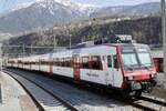 Der Domino RA07 mit ABt 952 + B 401 und RBDe 560 407 am 7.3.26 in Brig abgestellt.