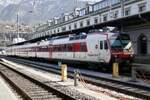 Der RegionAlps Domino RA05  Val D'Ossola  mit dem RBDe 560 405 + B 408 und ABt 950 am 7.3.26 im Bahnhof Brig.