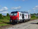Rhomberg Sersa, 9080 2248 997-9 D-RSR sonnt sich am Morgen des 7.6.2026 im Holzbahnhof Gera 