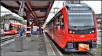 S23 nach Wasserauen mit Walzer ABe 4/12 1004 und im Hintergrund S22 nach St.Gallen mit Tango ABe 8/12 4108/4008 in Appenzell.