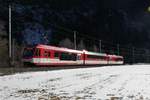 ABDeh 4/8 2023 als Regio von Visp nach G�schenen, am 29.1.17 zwischen Bitsch und M�rel.