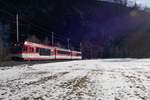ABDeh 4/8 2024 als Regio von Zermatt nach Fiesch, am 29.1.17 zwischen Bitsch und M�rel.