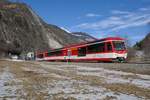 Nachschuss vom ABDeh 4/8 2024 als Regio nach Fiesch, am 29.1.17 zwischen Bitsch und M�rel.