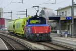 SBB - Lok 923 023-6 mit 2 Güterwagen im Bahnhof Busswil am 22.01.2026