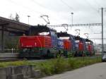 SBB - Eem 923 017-8 und 923 024-4 und 923 001-2 und 923 012-9 bei Testfahrt im Bahnhof Grenchen Süd am 24.11.2013