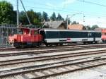 Extrazug.ch - Rangierlok Tem 2/2 278 mit Gepckwagen 55 85 92-33 641-3 (beide ex SBB) im Bahnhof Langnau am 17.09.2012