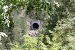 Sargan-Vitasi-seitiges Portal des Tunnel 42 der Museumsbahn Mokra Gora am 12.August 2026.