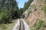 Trasse der Museumsbahn Mokra Gora beim Strecken-Km.