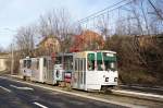 Serbien / Straßenbahn Belgrad / Tram Beograd: Tatra KT4YU - Wagen 391 der GSP Belgrad, aufgenommen im Januar 2016 in der Nähe der Haltestelle  Voždovac  in Belgrad.