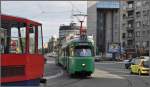 Basler Trmli der Linie 12b nhert sich dem Hauptbahnhof Belgrad.