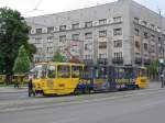 Bunt lackiert, fast jede Tram anders farbig, so stellte sich mir am   9.5.2010 die Tram Landschaft in Belgrad dar.