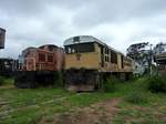 Mehrere Dieselloks im National Railway Museum of Zimbabwe in Bulawayo am 14.12.2014.