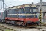 721 073-5 ZSSK als Rangierlok mit RD-Schlafwagen am Hauptbahnhof Preburgs (Bratislava hl.