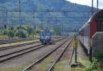 812 035-4 als Regionalzug Os 6106 Bansk tiavnica/Schemnitz (14:06) – Hronsk Dbrava – Zvolen os. st./Altsohl Persbf. (14:51) rollt in den Zielbahnhof (samstags; sonst verkehrt Os 6108 etwa 10 Min. spter); 01.09.2013