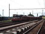 721 051-1 mit einem Gterzug auf Bahnhof Poprad Tatry am 2-8-2005.