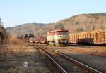 751 173 ZSSK Cargo (Rabbit Rail) zu sehen am 25.03.22 mit einem leeren Holzzug in Kraslice předměstí.