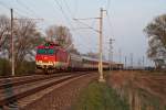 Mit gut 15 Minuten Versptung kam ZSR 350 001 mit EC 344  Avala  (Belgrad - Prag) nach Breclav.