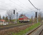 350 007-1 mit IC 501 „Tatran“ Bratislava hl. st./Preburg Hbf. – Koice/Kaschau durchfhrt im Bereich des Haltepunktes Poprad-Spisk Sobota/Deutschendorf-Georgenberg (Haltepunkt nur an der Popradtalbahn); 28.04.2013