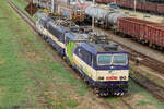 363 106 abgestellt in Leopoldov am 5 September 2026 und von der Fussgängerbrücke aus fotografiert.