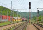 363 101-7 fährt mit Regionalzug Os 7812 Košice/Kaschau (13:27) – Poprad-Tatry/Deutschendorf (15:18) in Knotenbahnhof Margecany/Margareten (Kreis Göllnitz) ein; 11.05.2014 