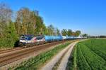 383 206 mit einem Kesselzug am 22.04.2020 bei Langenisarhofen.