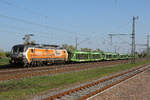393 261 Budamar mit einem leeren Autozug am 21.04.26 im Bahnhof von Niemberg.