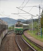 Begegnung von Regionalzug Os 7812 Košice/Kaschau (13:27) – Poprad-Tatry/Deutschendorf (15:18) mit Regionalzug Os 7819 Svit (14:23) – Poprad-Tatry – Košice (16:32) (werktags