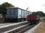 Noch einmal der Grenvergleich zwischen einem Normalspurgterwagen und einem 750 mm Schmalspurgterwagen in Putbus.