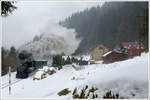 Lok 1 der Museumsbahn Čierny Balog am 28.1.2018 zwischen Šánské und Čierny Balog.