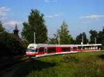 425 953 GTW Triebwagen bei Dolny Smokovec von Poprad-Tatry nach Štrbské Pleso.