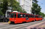 Slowakei / Straßenbahn Bratislava: Tatra T6A5 - Wagen 7951 ...aufgenommen im Mai 2015 an der Haltestelle  Blumentál  in Bratislava.