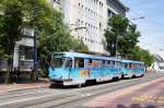 Slowakei / Straßenbahn Bratislava: Tatra T3SUCS - Wagen 7773 ...aufgenommen im Mai 2015 an der Haltestelle  Blumentál  in Bratislava.