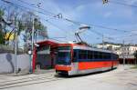 Slowakei / Straßenbahn Bratislava: Tatra K2S - Wagen 7110 ...aufgenommen im Mai 2015 am Hauptbahnhof von Bratislava.