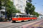 Slowakei / Straßenbahn Bratislava: Tatra T3SUCS - Wagen 7833 ...aufgenommen im Mai 2015 an der Haltestelle  Blumentál  in Bratislava.