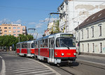 Bratislava Tatra T3P 7791 + 7792 als Linie 3, Odborárske námestie, 06.05.2016.