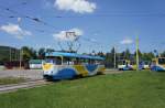 Slowakei / Straßenbahn Košice: Tatra T3 - Wagennummer 420 ...aufgenommen in der Endstation  Havlickova / Štadión Lokomotívy  im Juni 2014.