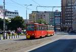 01.07.2016, Bratislava (Preßburg), Špitálska. Tatra T6A5 (Wagen 7917 und 7918) auf dem Weg nach Rača.