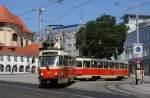 Slowakei / Straenbahn Bratislava: Tatra T3SUCS - Wagen 7801 / Tatra T3SUCS - Wagen 7802 ...aufgenommen im Juni 2014 in der Nhe der Haltestelle  Nmestie Slovenskho nrodnho povstania  in