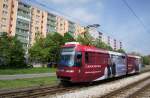 Slowakei / Straßenbahn Bratislava: Tatra K2S - Wagen 7114 ...aufgenommen im Mai 2015 in der Nähe der Haltestelle  MiÚ Karlova Ves  in Bratislava.