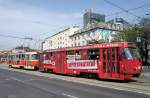 Slowakei / Straßenbahn Bratislava: Tatra T3SUCS - Wagen 7737 ...aufgenommen im Mai 2015 an der Haltestelle  Trnavské mýto  in Bratislava.