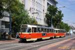 Slowakei / Straßenbahn Bratislava: Tatra T3SUCS - Wagen 7777 ...aufgenommen im Mai 2015 an der Haltestelle  Blumentál  in Bratislava.