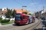Slowakei / Straßenbahn Bratislava: Tatra K2S - Wagen 7114 ...aufgenommen im Mai 2015 an der Haltestelle  Kapucínska  in Bratislava.