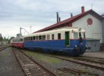 ZSR M 274.004  Blauer Pfeil  gemeinsam mit Zwischenwagen 020.186 und Triebwagen M 262.007 als Pendelzug zwischen Hauptbahnhof  Hlavna stanica  und Depotgelnde beim Heizhausfest in Bratislava-Vychod 