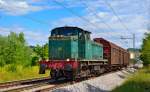 S 642-188 zieht Gterzug durch Maribor-Tabor Richtung Tezno Verschiebebahnhof.