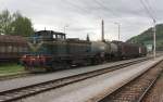 Im Bahnhof Sevnica iast am 29.4.2008 der Sammler mit Lok 643013 angekommen.