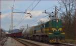 SŽ 644-025 zieht Güterzug durch Maribor-Tabor Richtung Tezno Verschiebebahnhof. /5.3.2014